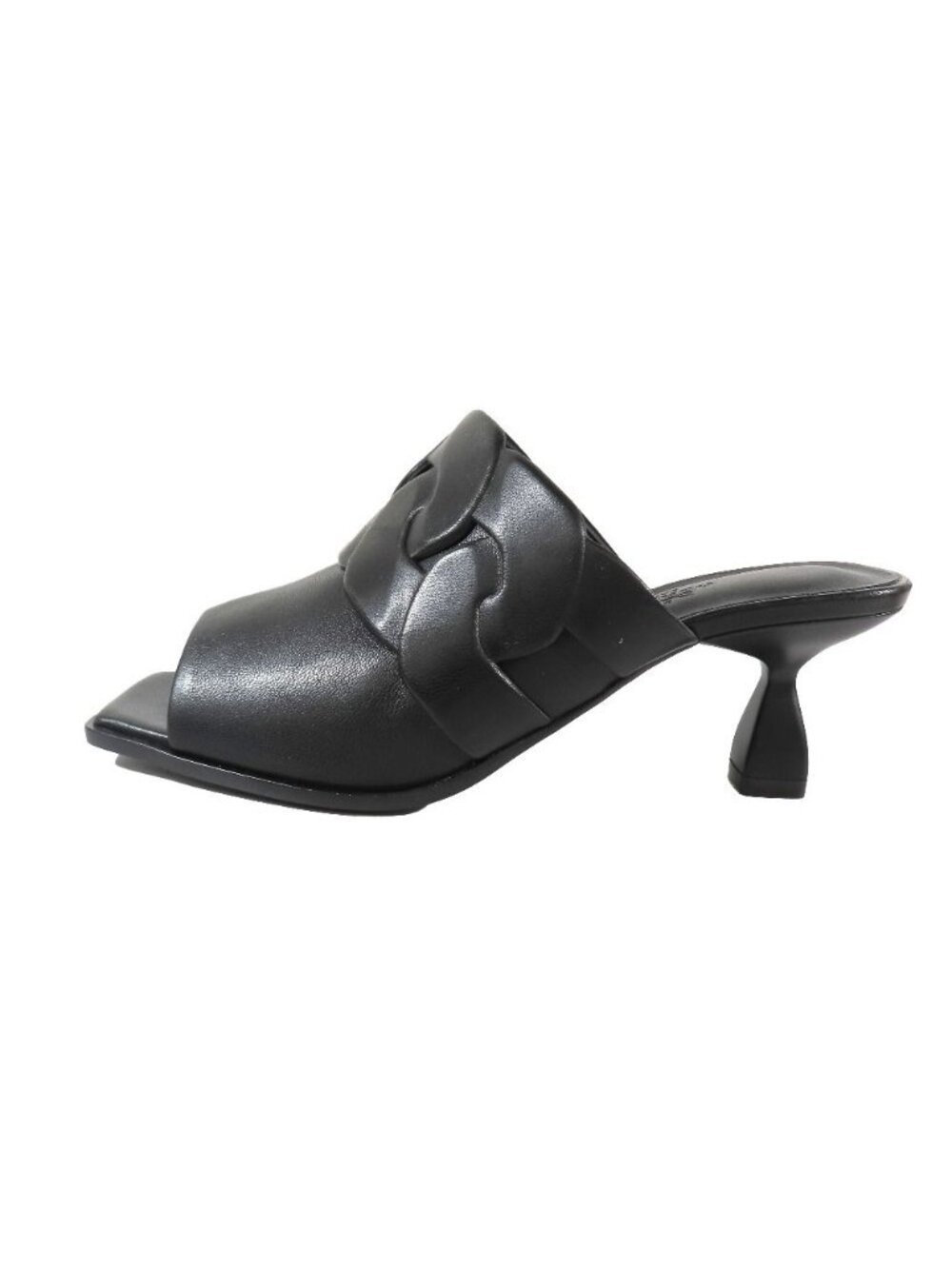 Hermes Hanna 95 Chene Gourmet Motif Leather Sandals Shoes Black